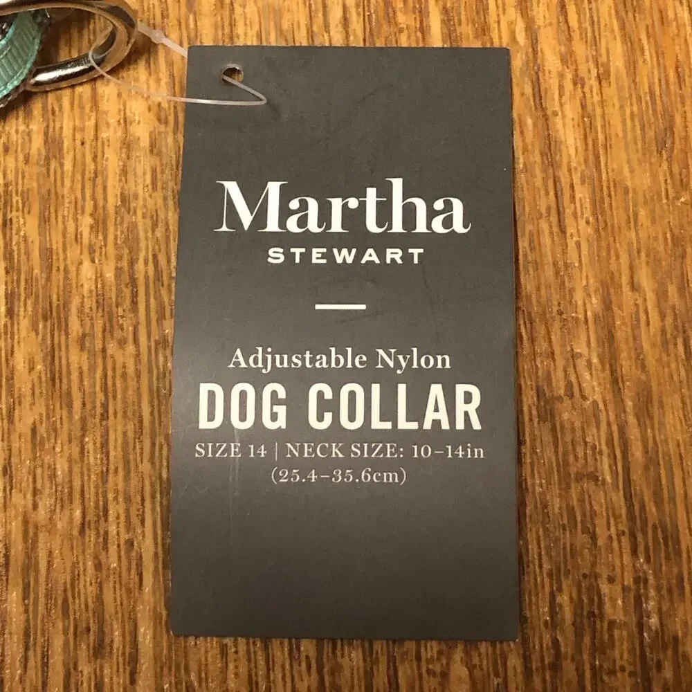 Martha Stewart Gray and Blue Adjustable Nylon Buckle Dog Collar Size 14